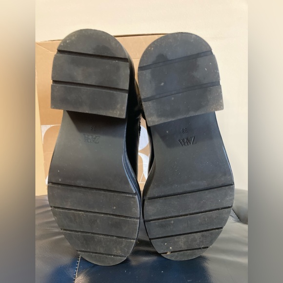 Zara black leather boots 7.5 - Picture 5 of 8